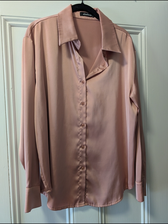 Tops - Silky Blush Button-Up Blouse